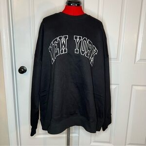 New York Embroidered Black Crewneck Sweatshirt NWT Lomon 3XL Black White Unisex.